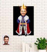 Kişiye Özel Kral Temalı Karikatür Ahşap Tablo