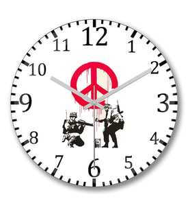 Peace Soldiers Duvar Saati Bombeli Gercek Cam