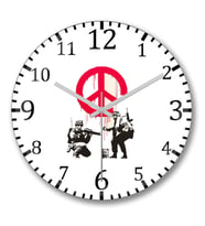 Peace Soldiers Duvar Saati Bombeli Gercek Cam