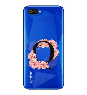 Pembe Çiçekli Harf Tasarım Süper Şeffaf Silikon Telefon Kılıfı Oppo Realmi C2 Q-