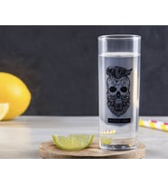 BK Gift Kişiye Özel Renkli Baskılı Erkek Kurukafa Tasarımlı Vodka Bardağı-2 (Beyaz)