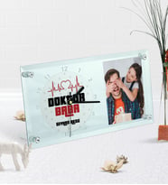 BK Gift Kişiye Özel Fotoğraflı Doktor Baba Masaüstü Cam Saat (Beyaz)