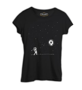 Uzay - Golf Siyah Kadın Tshirt