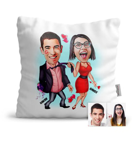 BK Gift Kişiye Özel Sevgililer Karikatür  Yastık  4