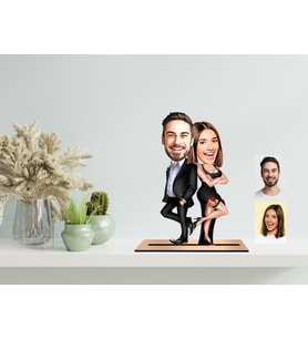 Kişiye Özel Sevgililer Karikatür Ahşap Biblo