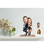 Kişiye Özel Sevgililer Karikatür Ahşap Biblo
