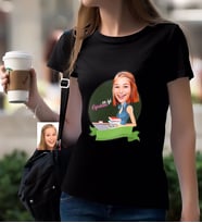 BK Gift Kişiye Özel Bayan En İyi Öğretmen Karikatürlü Siyah T-Shirt