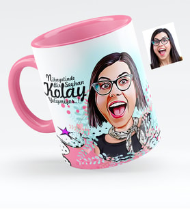 BK Gift Kişiye Özel Bayan Karikatürlü Pembe Kupa Bardak  8