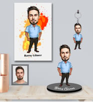 Kişiye Özel Erkek Karikatürlü 3 lü Hediye Seti Model-8