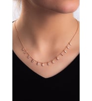 Zirkon Taşlı Rose Altın Kaplama Kadın Gümüş Kolye 925 Ayar