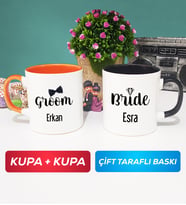 İkili Damat Kupa Bardak Turuncu Siyah