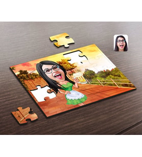 BK Gift Kişiye Özel Kadın Karikatürlü Ahşap Puzzle-30