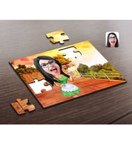 BK Gift Kişiye Özel Kadın Karikatürlü Ahşap Puzzle-30