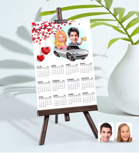 BK Gift Kişiye Özel 15x21 cm Fotoğraf Kartlı Sevgililer Karikatürlü Şövaleli 2024 Takvim -53 (Beyaz)