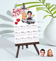 BK Gift Kişiye Özel 15x21 cm Fotoğraf Kartlı Sevgililer Karikatürlü Şövaleli 2024 Takvim -53 (Beyaz)