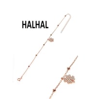 Söğütlü Silver Gümüş yonca ve zirkon taşlı toplu zincir halhal