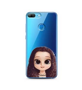 Kıvırcık Saçlı Kız Tasarımlı Süper Şeffaf Silikon Telefon Kılıfı Huawei Honor 9 