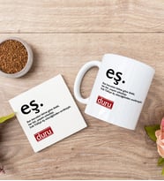 Eş Kelime Anlamı Beyaz Kupa Bardak Ve Bardak Altlığı Seti