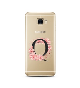 Pembe Çiçekli Harf Tasarım Süper Şeffaf Silikon Telefon Kılıfı Samsung C7   Q-Ha