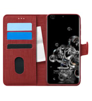 Microsonic Samsung Galaxy S20 Ultra Kılıf Fabric Book Wallet Kırmızı