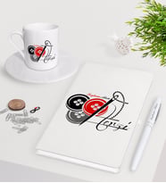 BK Gift Kişiye Özel Terzi Beyaz Defter Kalem Türk Kahvesi Fincanı Seti-2 (Model 1)
