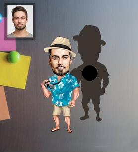 Kişiye Özel Erkek Karikatürlü Ahşap Magnet Model-11