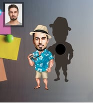 Kişiye Özel Erkek Karikatürlü Ahşap Magnet Model-11
