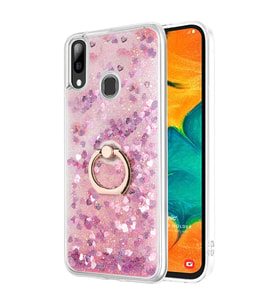 Microsonic Samsung Galaxy A20 Kılıf Glitter Liquid Holder Pembe