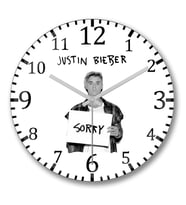 Justin Bieber2 Duvar Saati Bombeli Gercek Cam