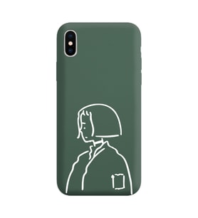 Iphone Xs Çizgi Tasarımlı Koyu Yeşil Lansman Telefon Kılıfı