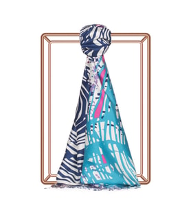 İpekevi Renkli Zebra Desenli İpek Şal Model 03