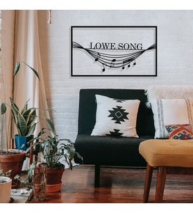 New Jargon - Çerçeve İçinde Lowe Song ve Sarkan Notalar Tasarım Metal Tablosu 70x40cm (Siyah)