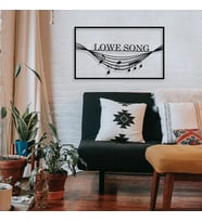 New Jargon - Çerçeve İçinde Lowe Song ve Sarkan Notalar Tasarım Metal Tablosu 70x40cm (Siyah)