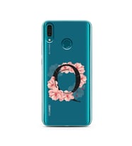 Pembe Çiçekli Harf Tasarım Süper Şeffaf Silikon Telefon Kılıfı Huawei Y9 2019 Q-