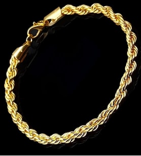 Kalın Sarı Halat Burgulu Erkek Çelik Bileklik 4mm eck28b