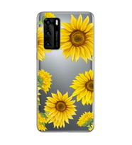 Ayçiçeği Tasarımlı Süper Şeffaf Silikon Telefon Kılıfı Huawei P40