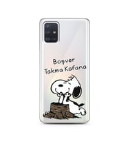 Snoopy Tasarımlı Süper Şeffaf Silikon Telefon Kılıfı Samsung A51
