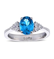 Lova Pırlantalı Oval Blue Topaz Yüzük - 1050215