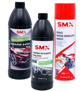 SMX ARAÇ BAKIM SETİ(SERAMİK CİLA-TORPİDO TEM.-SUSUZ MOTOR TEMİZLEME