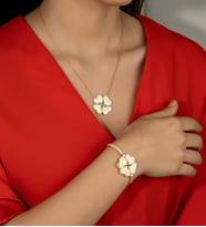 Else Silver Kişiye Özel Dört İsimli Yonca Kolye Bileklik Set