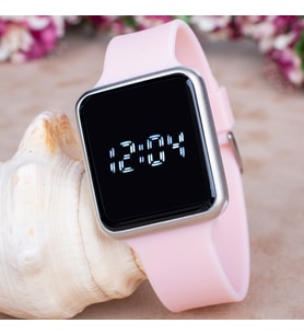 Toz Pembe Silikon Kordonlu Dokunmatik Led Ekran Dijital Kol Saat ST-303730