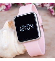 Toz Pembe Silikon Kordonlu Dokunmatik Led Ekran Dijital Kol Saat ST-303730