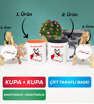 İkili Turuncu Siyah Sevgiliye Sevgililer Günü Hediyesi 10 Kupa Bardak Anahtarlık
