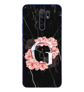 Mermer Çiçekli Harf Tasarım Süper Şeffaf Silikon Telefon Kılıfı Xiomai Redmi 9 G