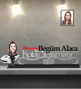 Kişiye Özel İş Kadını Karikatürlü Kolay Yetişmiyor Ahşap Biblo Bayan-10