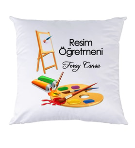 Biresimden Resim Öğretmeni Öğretmenler Günü Hediyesi Kişiye Özel İsimli Yastık