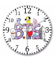 Bts  BT21 Karakterleri     Duvar Saati Bombeli Gercek Cam