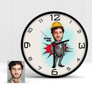 BK Gift Kişiye Özel Mühendis Karikatür Ahşap Duvar Saati  1