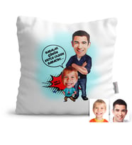 BK Gift Kişiye Özel Baba Oğul Karikatür  Yastık  2