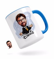 BK Gift Kişiye Özel Erkek Avukat Karikatürlü Mavi Kupa Bardak-3